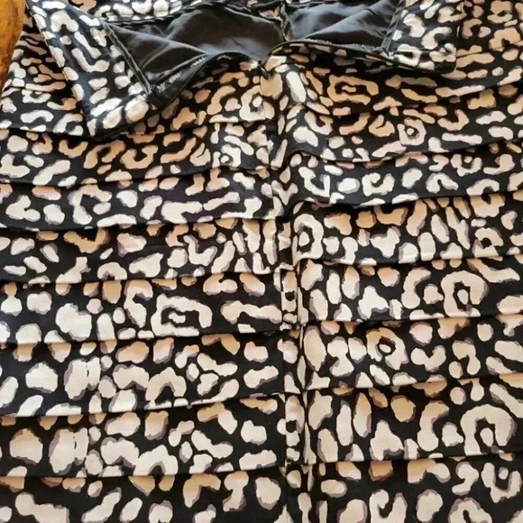Black & White Animal Print  Pencil Skirt Horizontal Pleats Med - Picture 7 of 8